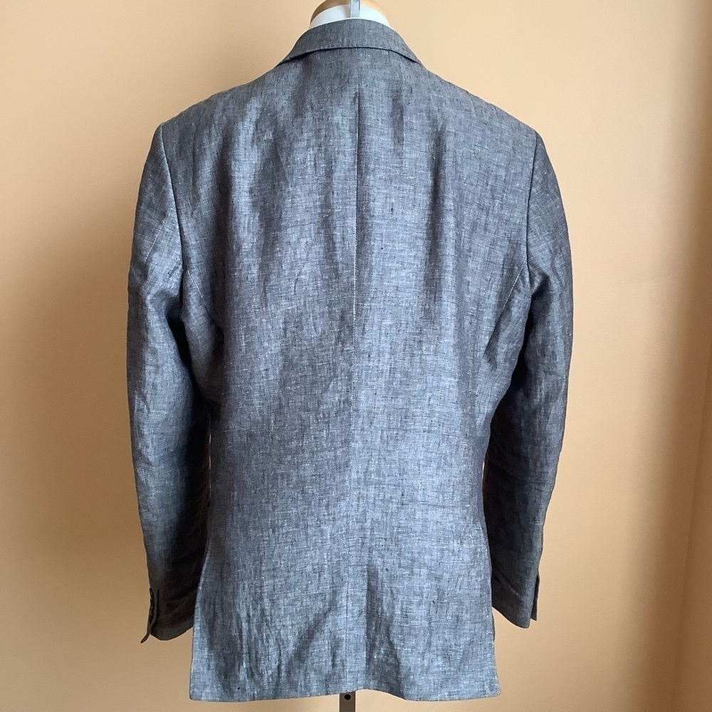 H&M Gray Linen Blazer Jacket Men's Size 44R Sport Coat Neutral - Picture 4 of 14